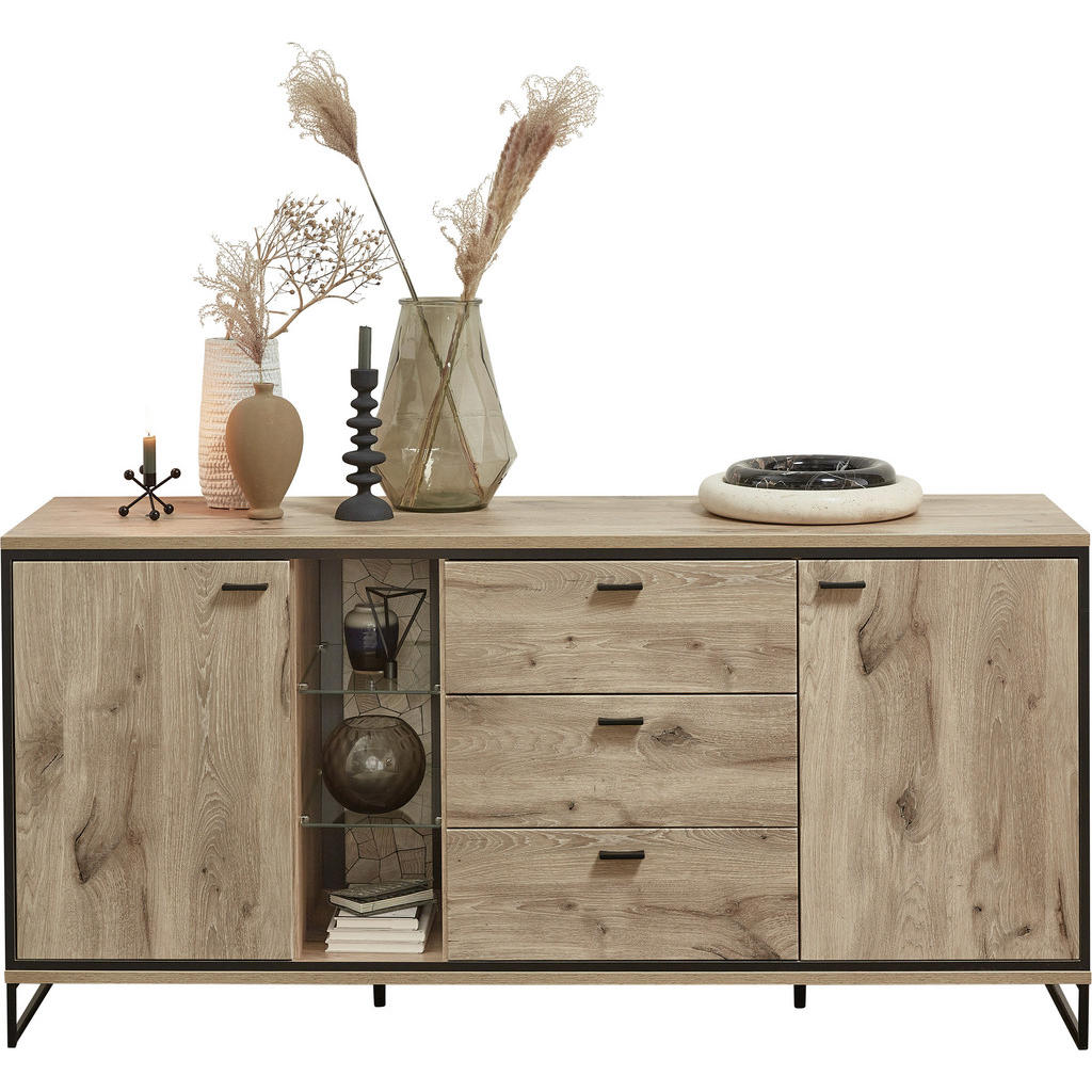 Livetastic SIDEBOARD Schwarz, Eiche