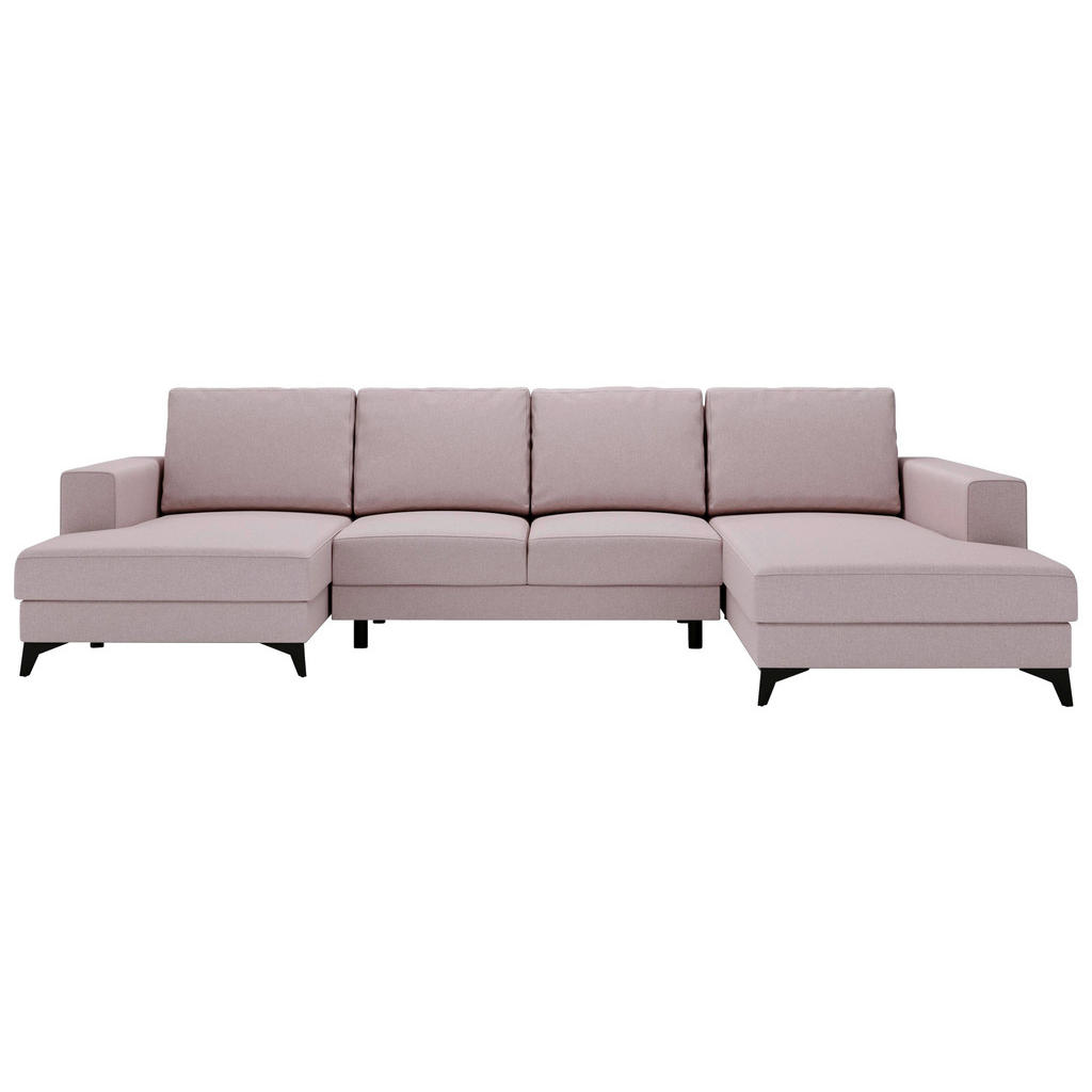 Livetastic Wohnlandschaft, Rosa, Textil, 5-Sitzer, Füllung: Schaumstoff, Ottomane links, U-Form, 339x190 cm, Made in EU, Liegefunktion, Wohnzimmer, Sofas & Couches, Wohnlandschaften, Wohnlandschaften in U-Form von Livetastic