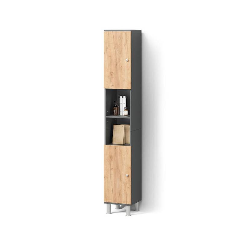Livinity® BADSCHRANK Anthrazit, Honigeiche