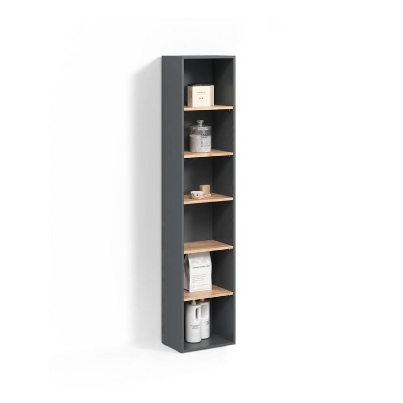 Livinity® BADSCHRANK Anthrazit, Honigeiche