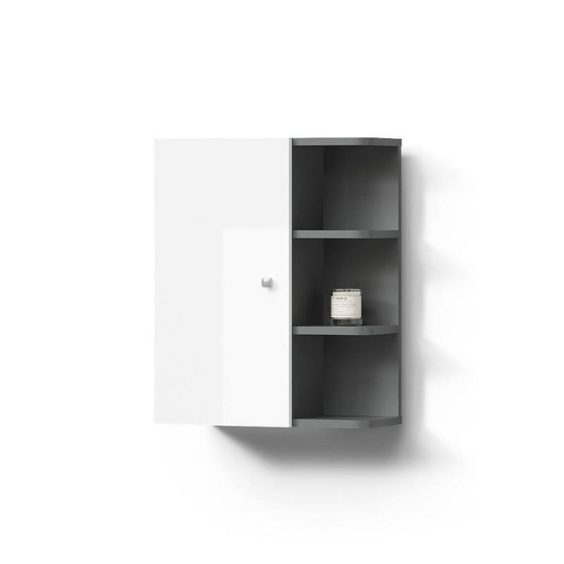 Livinity® BADSCHRANK Weiß Hochglanz, Anthrazit
