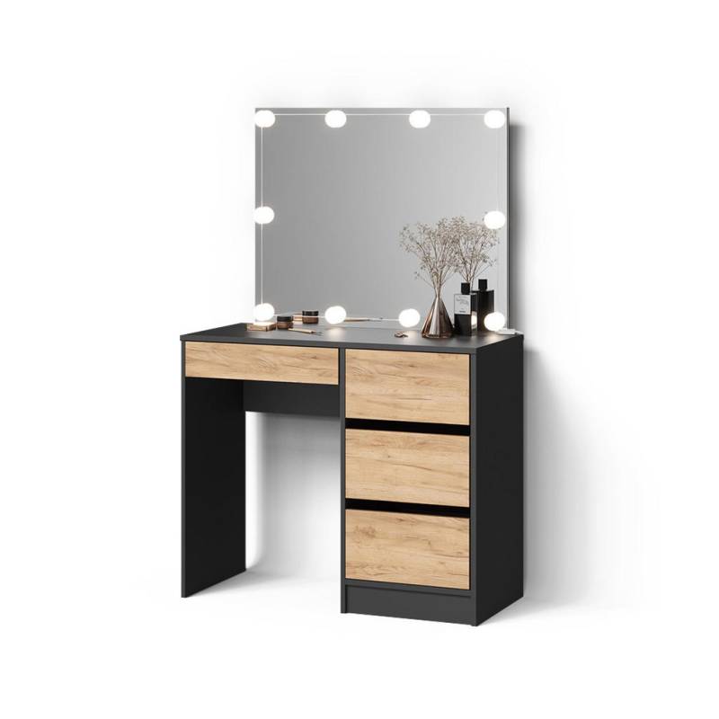 Livinity® SCHMINKTISCH Anthrazit, Eiche Wotan