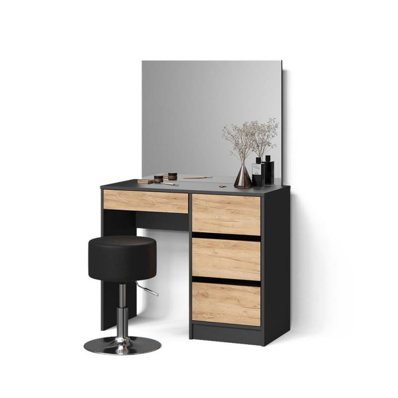Livinity® SCHMINKTISCH Anthrazit, Eiche Wotan