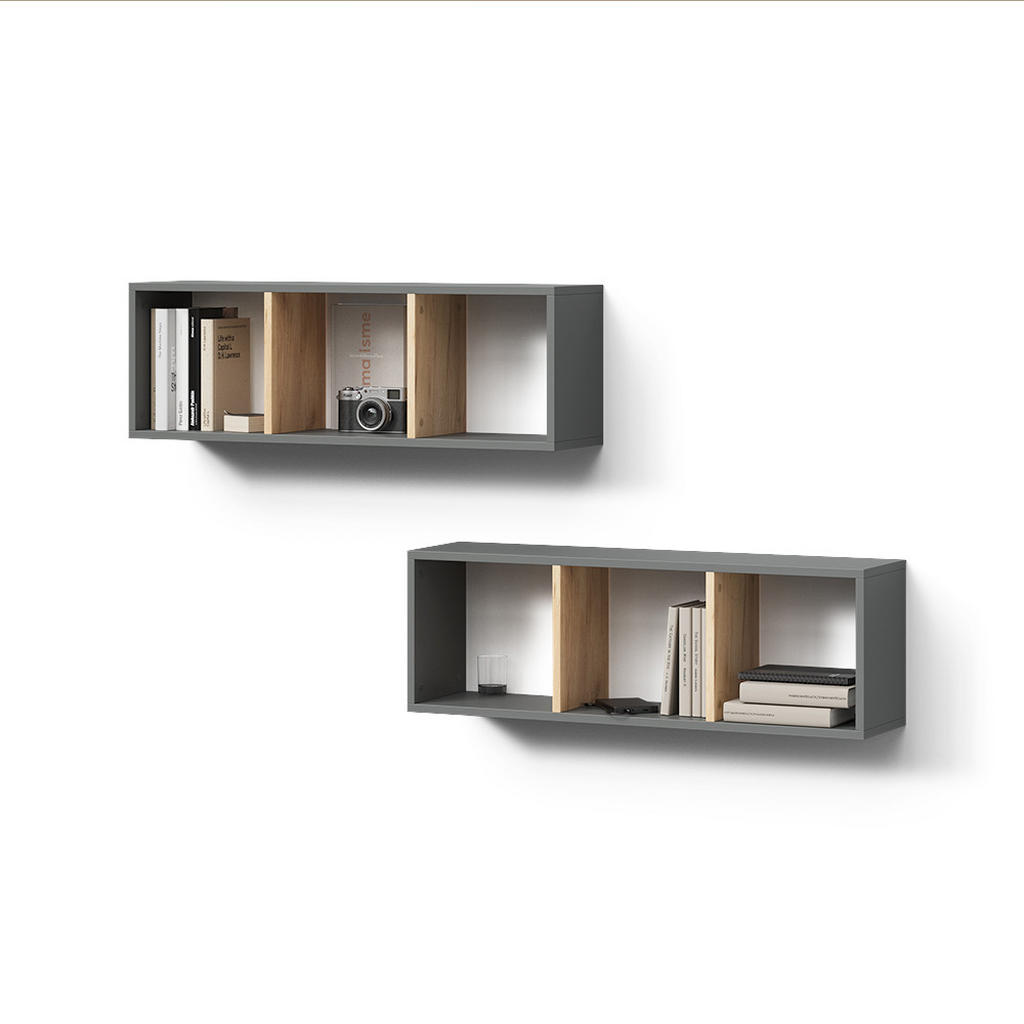Livinity® Wandregal, Anthrazit, Holzwerkstoff, 2 Fächer, Rechteckig, 90x30x22 cm, Wohnzimmer, Wohnzimmertische, Konsolentische von Livinity®