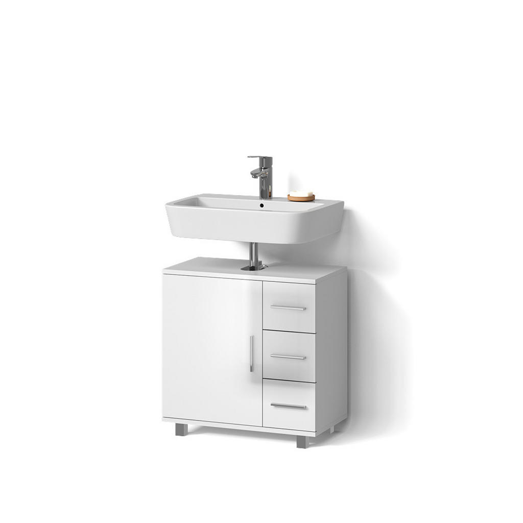 Livinity® WASCHBECKENUNTERSCHRANK Weiß Hochglanz