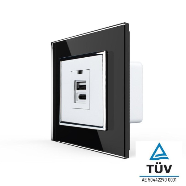 USB-A & USB-C Modul  Schwarz/Weiß VL-USB-AC/SR-12 LIVOLO