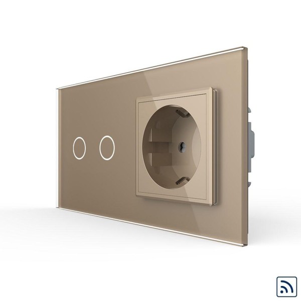 2-facher Lichtschalter + Steckdose Gold VL-C702R/C7C1EU-13 LIVOLO Funk