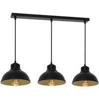 Loft Hängelampe Schwarz Gold Metall 3-flmg akzentuiert von Luminex
