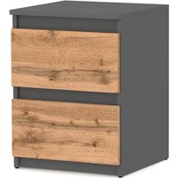 Loft-Nachtschrank 40 Cm Grosser Schlafzimmertisch Aus Wotan-Eiche Mattgrau von LOFT