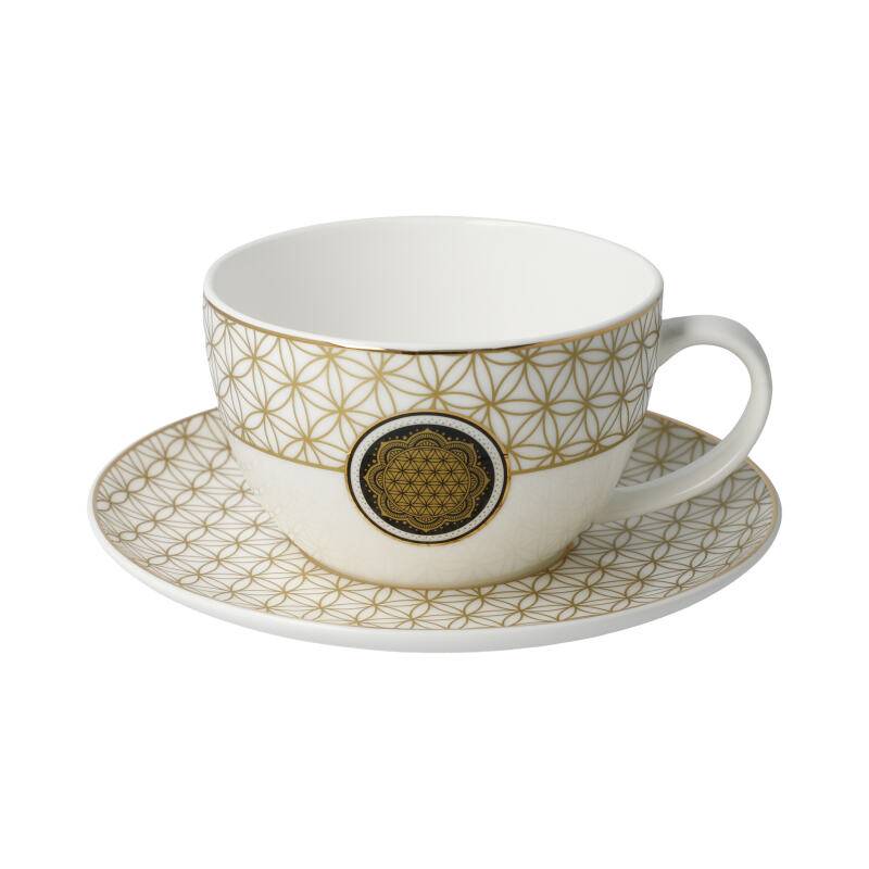 Lotus Tee-/ Cappuccinotasse Blume des Lebens Weiß