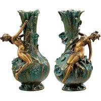 Louis Auguste Moreau: Vasen 'Maguerites' und 'Coquelicot' im Set , Version in Kunstbronze, Skulptur Louis Auguste Moreau: Vasen 'Maguerites' und 'Coquelicot' im Set , Version in Kunstbronze, Skulptur