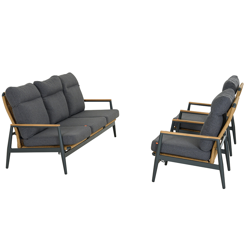 Lounge Set 3-teilig ROMA in Aluminium matt anthrazit