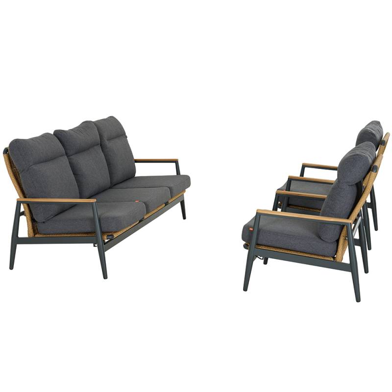 Lounge Set 3-teilig ROMA in Aluminium matt anthrazit