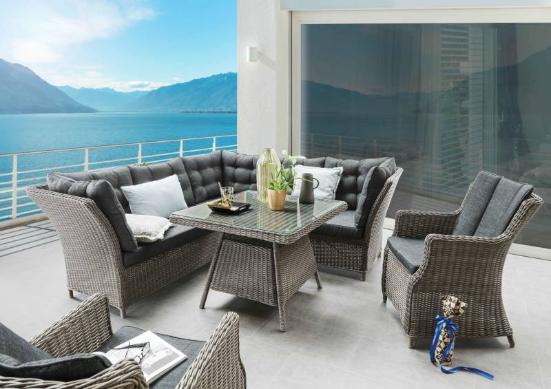 Loungegruppe PALMA mit 2 LUNA Sessel Vintage Grau