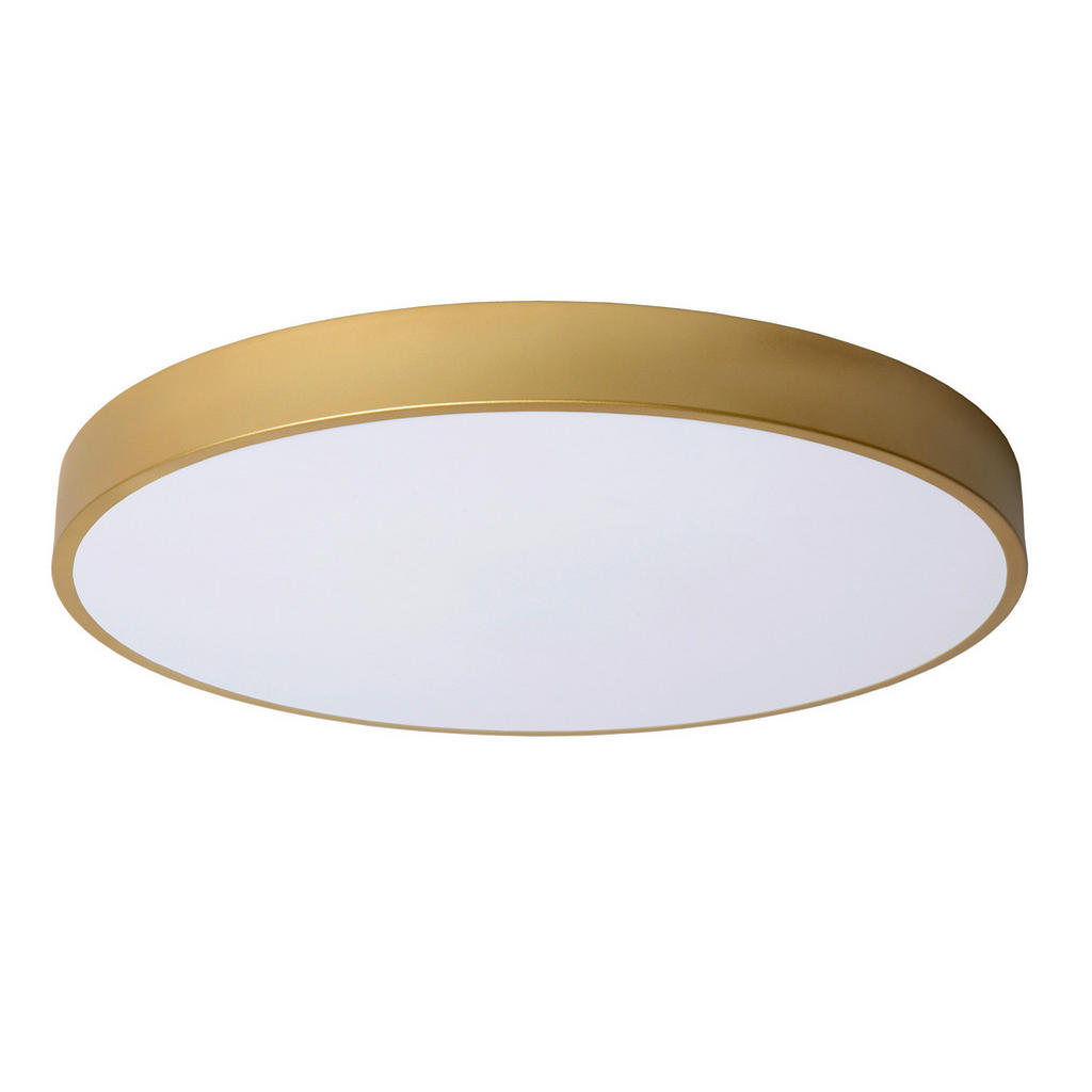 Lucide Led-Deckenleuchte Unar, Messing, Kunststoff, Metall, rund,rund, G, 49.5x5x49.5 cm, Europäischer Sicherheitsstandard, Reach, RoHS, kabellos, 3 Helligkeitsstufen, Lampen & Leuchten, LED Beleuchtung, LED-Deckenleuchten von Lucide