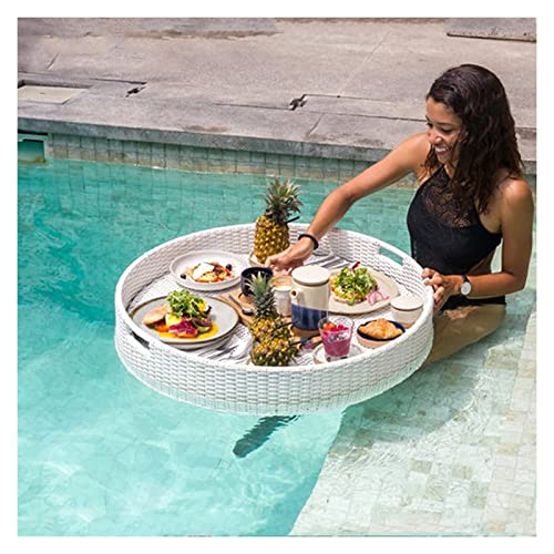 Luxuriöses schwimmendes Serviertablett Pool-Tablett, rund, schwimmendes Tablett, Pe-Rattan, schwimmendes Pool-Bar-Tablett, Obstteller, langlebig, Float-Lounge für Pool, Servieren, Getränke, Brunch Luxuriöses schwimmendes Serviertablett Pool-Tablett, rund, schwimmendes Tablett, Pe-Rattan, schwimmendes Pool-Bar-Tablett, Obstteller, langlebig, Float-Lounge für Pool, Servieren, Getränke, Brunch