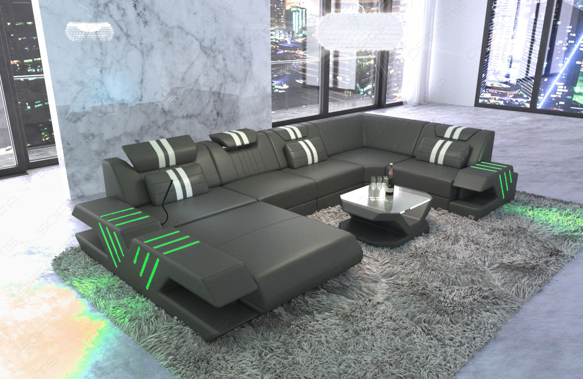 Luxus Wohnlandschaft Venedig U-Form – Leder