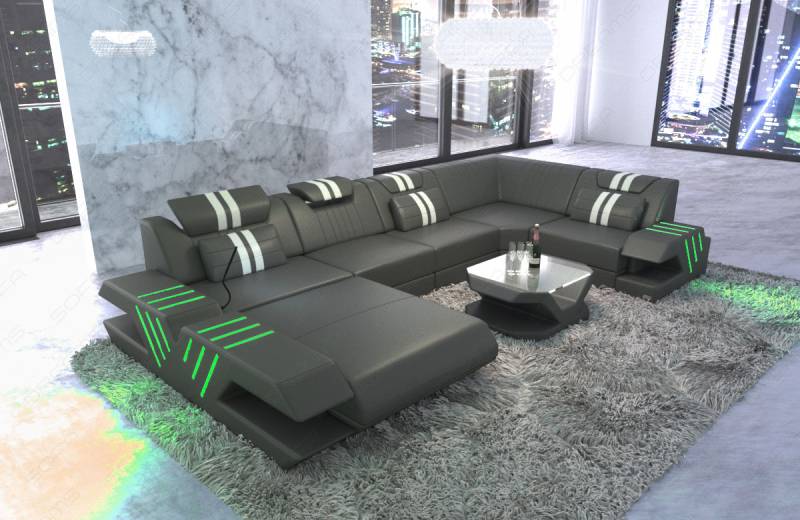 Luxus Wohnlandschaft Venedig U-Form – Leder