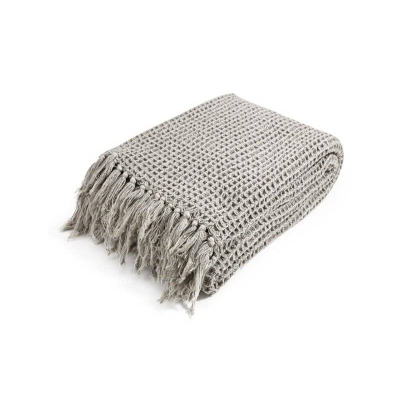 MAGMA Heimtex - Waffle Plaid - 130 cm x 170 cm - Taupe - Baumwolle stone washed