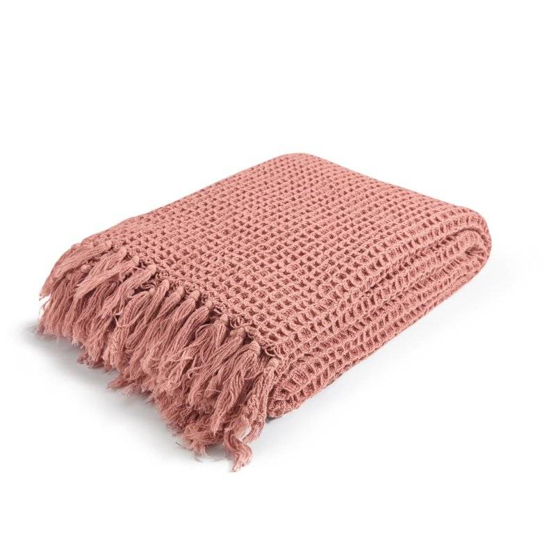 MAGMA Heimtex - Waffle Plaid - 130 cm x 170 cm - peach - stone washed - Baumwolle