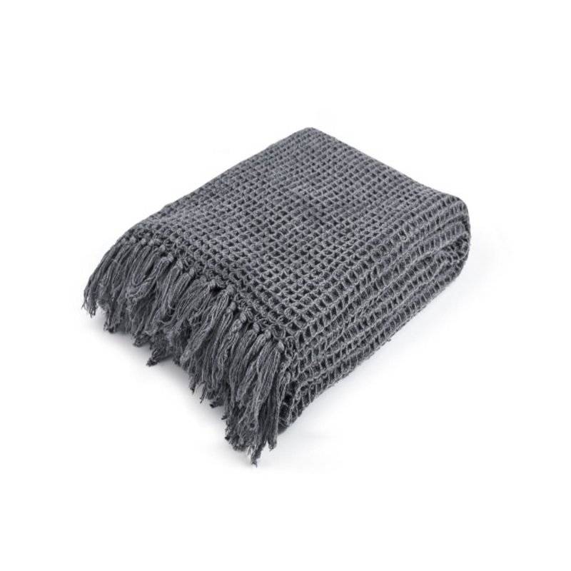 MAGMA Heimtex - Waffle Plaid - 130 cm x170 cm - anthrazit - Baumwolle stone washed