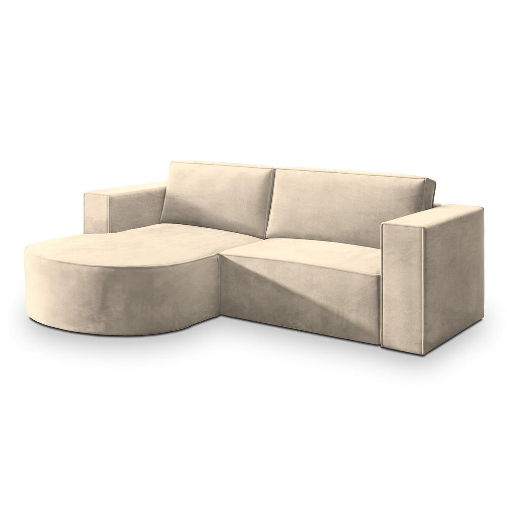 Masseno Ecksofa, Creme, Holz, 4-Sitzer, L-Form,L-Form, 263x174 cm, Wohnzimmer, Sofas & Couches, Wohnlandschaften, Ecksofas von MASSENO