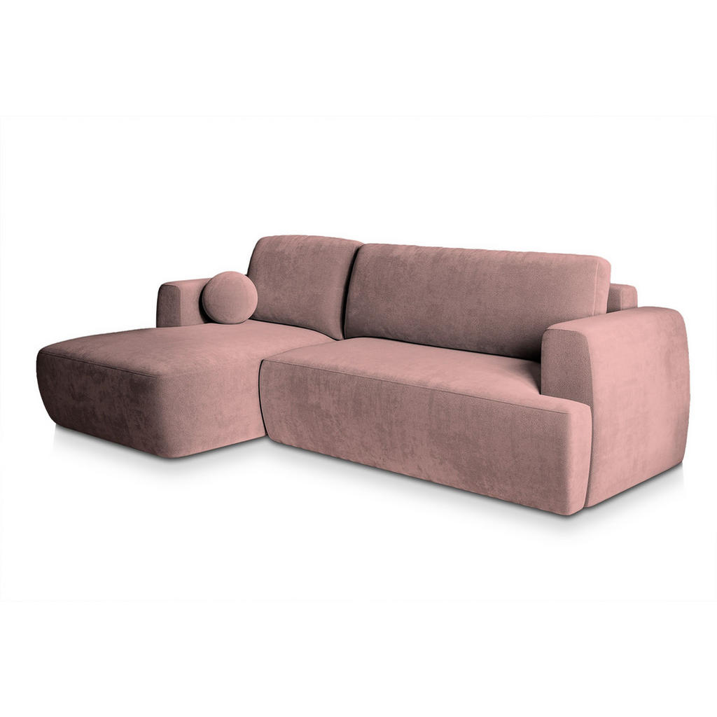Masseno Ecksofa, Rosa, Holz, 3-Sitzer, L-Form,L-Form, 246x148 cm, Wohnzimmer, Sofas & Couches, Wohnlandschaften, Ecksofas von MASSENO