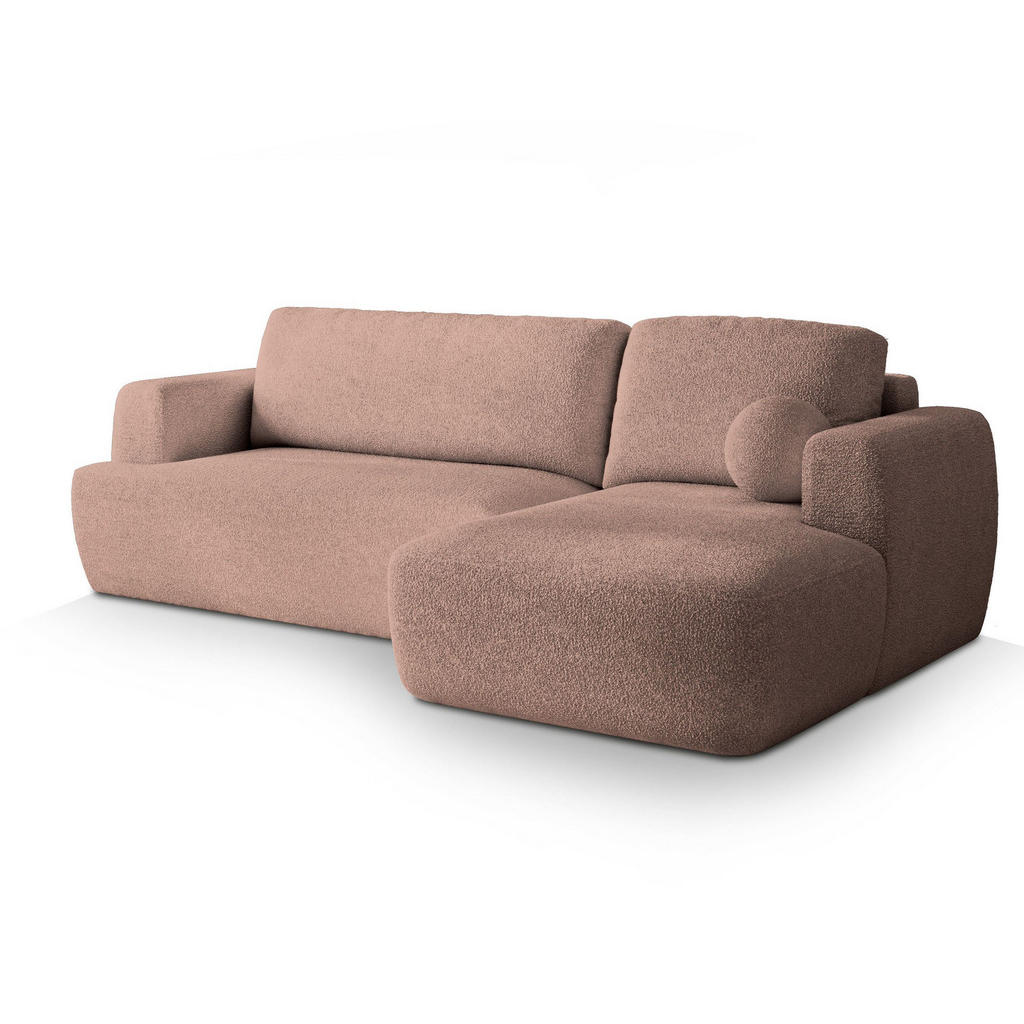 Masseno Ecksofa, Rosa, Holz, 3-Sitzer, L-Form,L-Form, 246x148 cm, Wohnzimmer, Sofas & Couches, Wohnlandschaften, Ecksofas von MASSENO