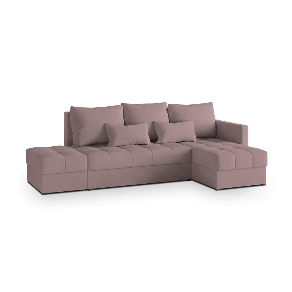 Masseno Ecksofa, Rosa, Holz, 4-Sitzer, L-Form,L-Form, 262x143 cm, Wohnzimmer, Sofas & Couches, Wohnlandschaften, Ecksofas von MASSENO
