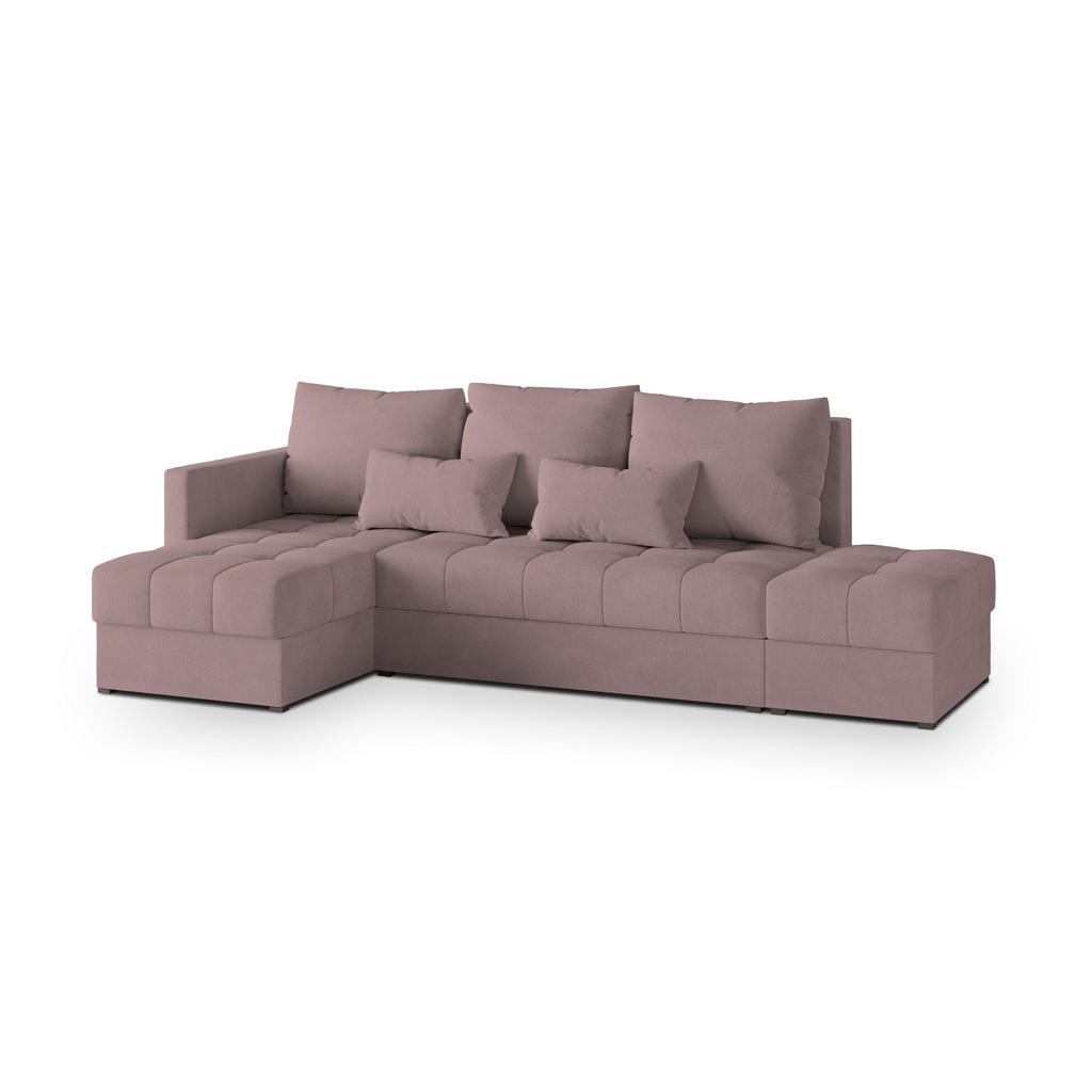Masseno Ecksofa, Rosa, Holz, 4-Sitzer, L-Form,L-Form, 262x143 cm, Wohnzimmer, Sofas & Couches, Wohnlandschaften, Ecksofas von MASSENO