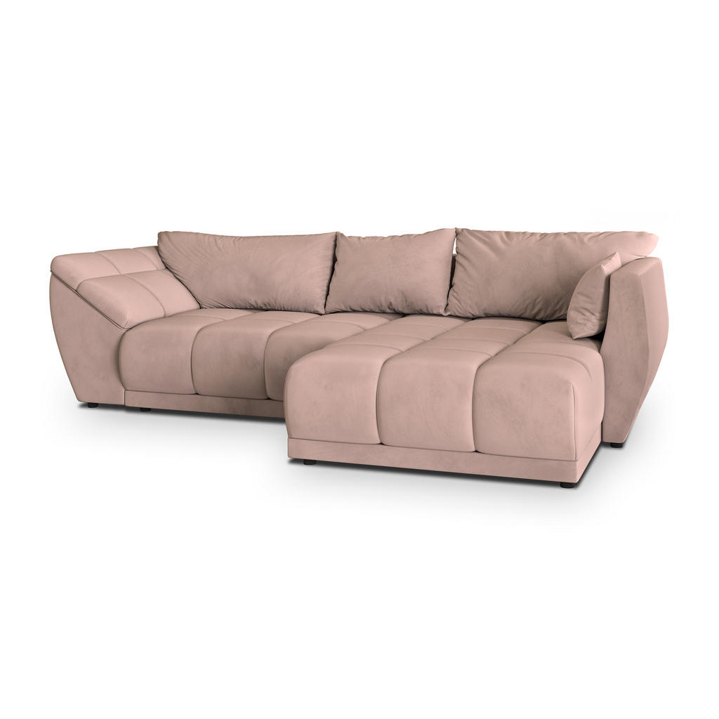 Masseno Ecksofa, Rosa, Holz, 4-Sitzer, L-Form,L-Form, 287x182 cm, Wohnzimmer, Sofas & Couches, Wohnlandschaften, Ecksofas von MASSENO