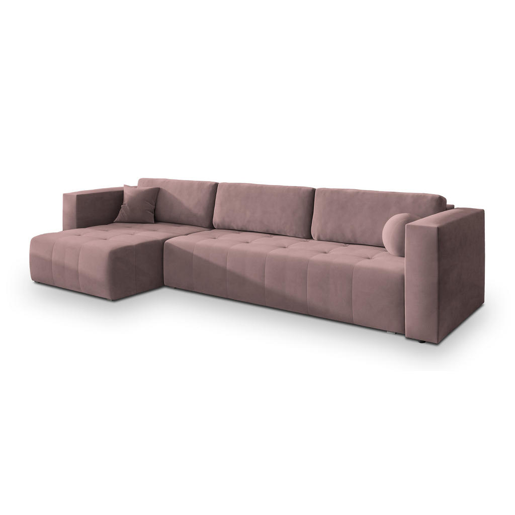 Masseno Ecksofa, Rosa, Holz, 5-Sitzer, L-Form,L-Form, 347x148 cm, Wohnzimmer, Sofas & Couches, Wohnlandschaften, Ecksofas von MASSENO