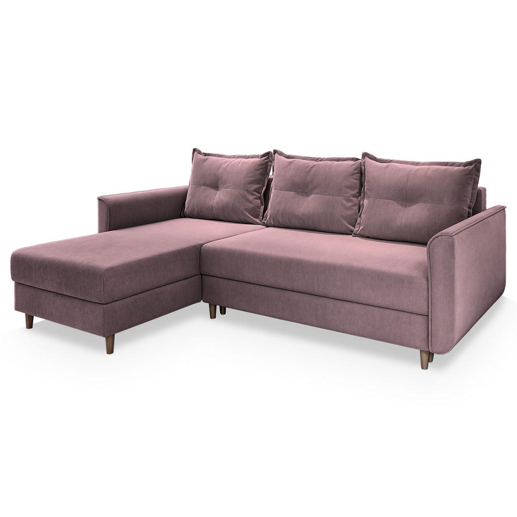 Masseno Ecksofa, Rosa, Holz, 3-Sitzer, L-Form,L-Form, 220x140 cm, Wohnzimmer, Sofas & Couches, Wohnlandschaften, Ecksofas von MASSENO