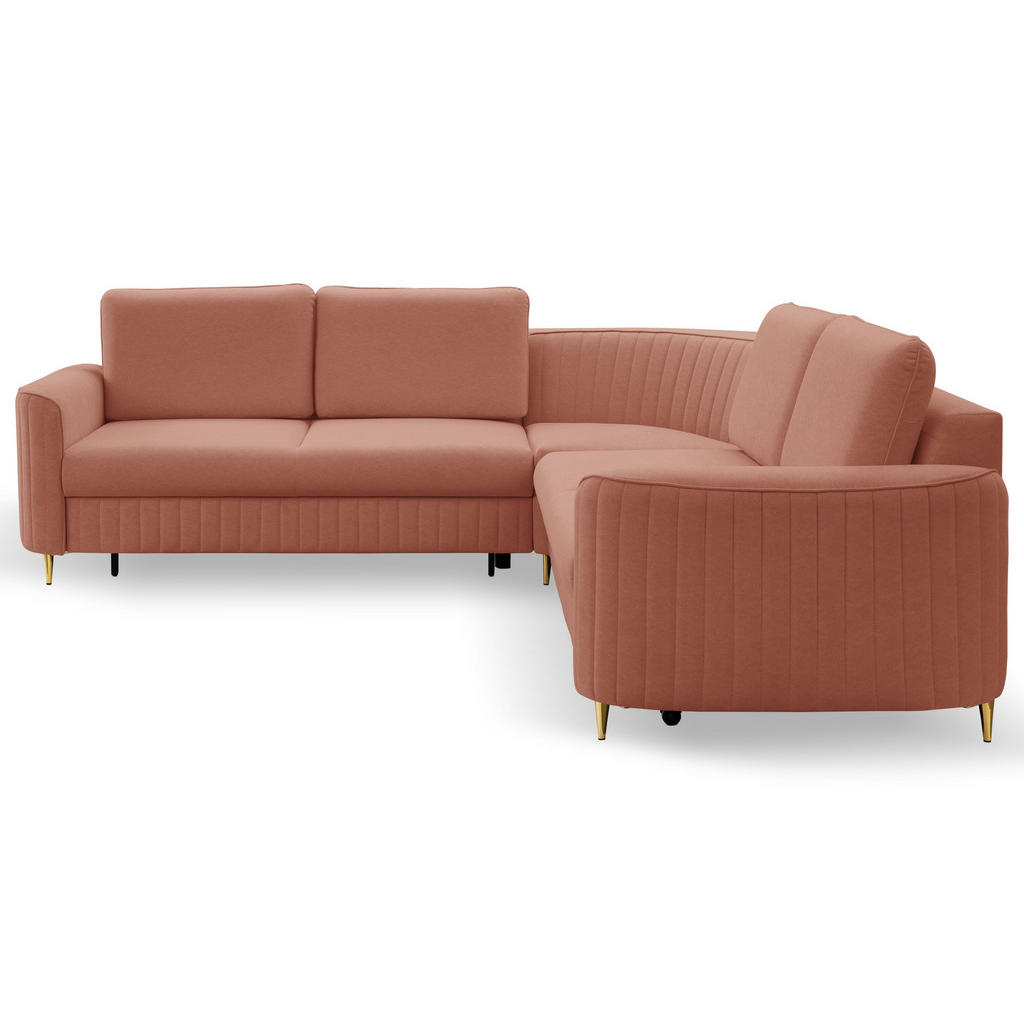 Masseno Ecksofa, Rosa, Holz, 4-Sitzer, L-Form,L-Form, 251x251 cm, Wohnzimmer, Sofas & Couches, Wohnlandschaften, Ecksofas von MASSENO