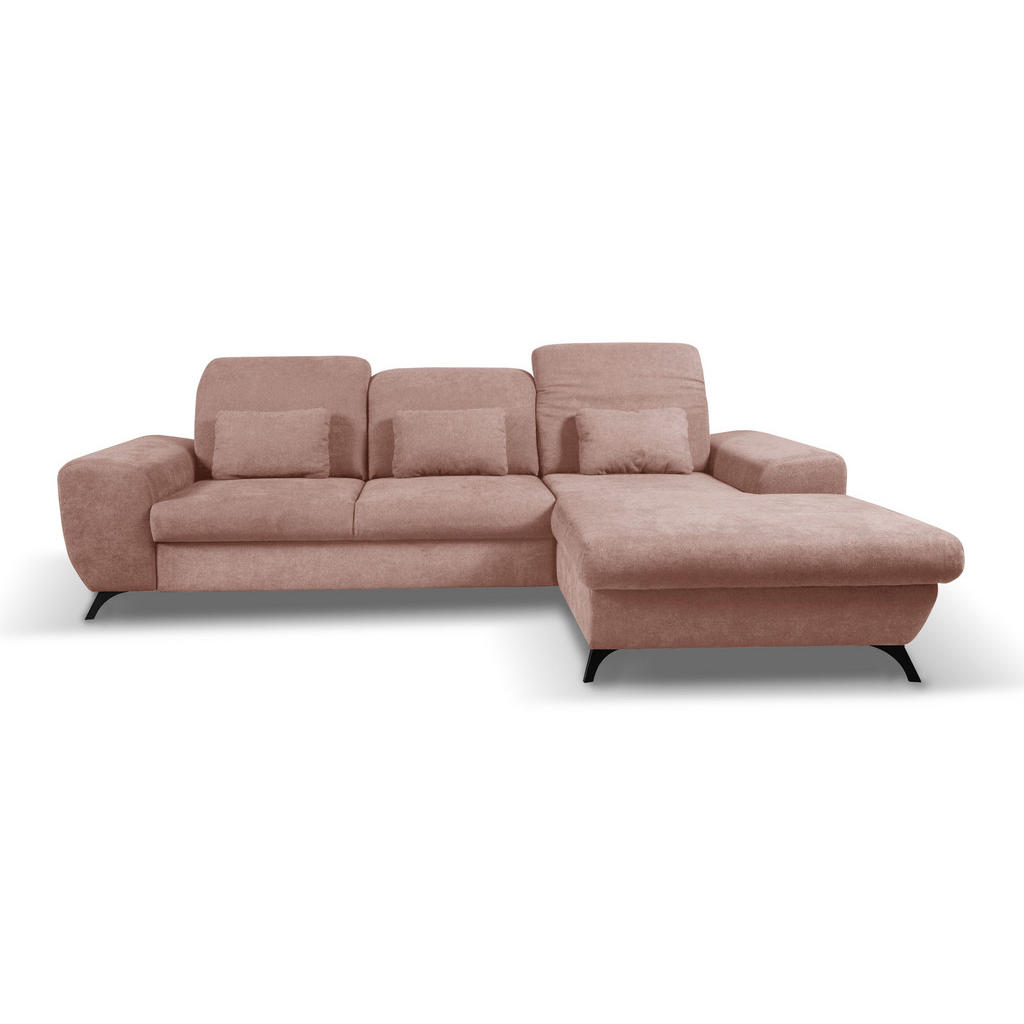 Masseno Ecksofa, Rosa, Holz, 4-Sitzer, L-Form,L-Form, 279x172 cm, Wohnzimmer, Sofas & Couches, Wohnlandschaften, Ecksofas von MASSENO