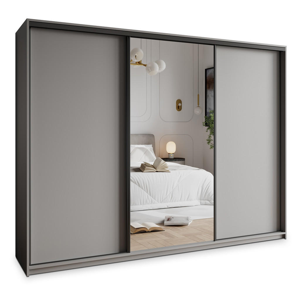 MASSENO SCHWEBETÜRENSCHRANK Graphit, Schwarz