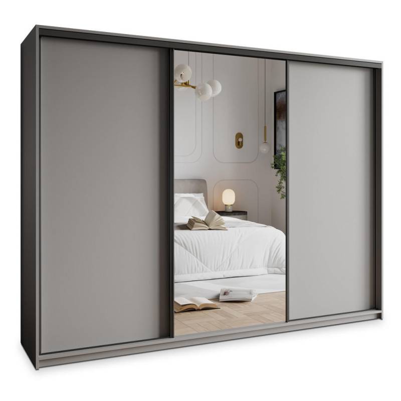 MASSENO SCHWEBETÜRENSCHRANK Graphit, Schwarz
