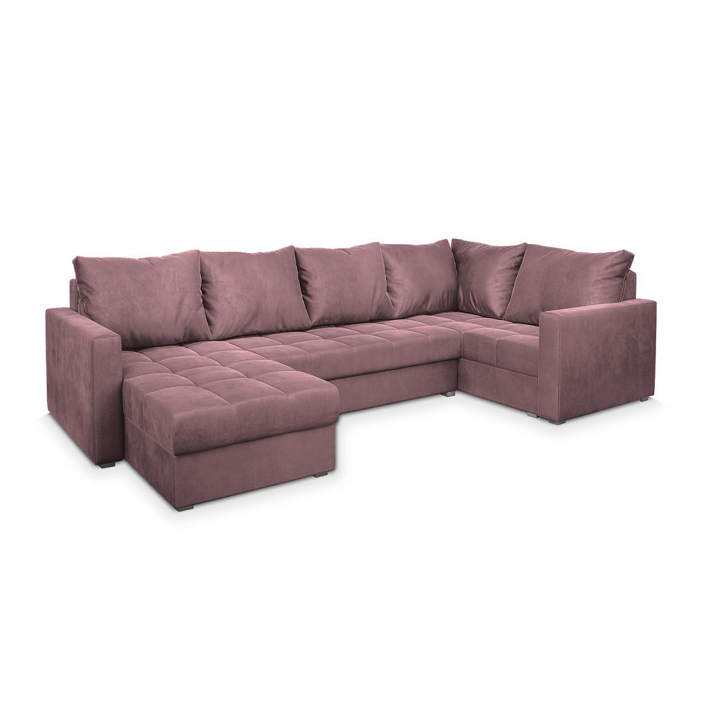 Masseno Wohnlandschaft, Rosa, Holz, 4-Sitzer, U-Form, 285x85x150 cm, Wohnzimmer, Sofas & Couches, Wohnlandschaften, Wohnlandschaften in U-Form von MASSENO
