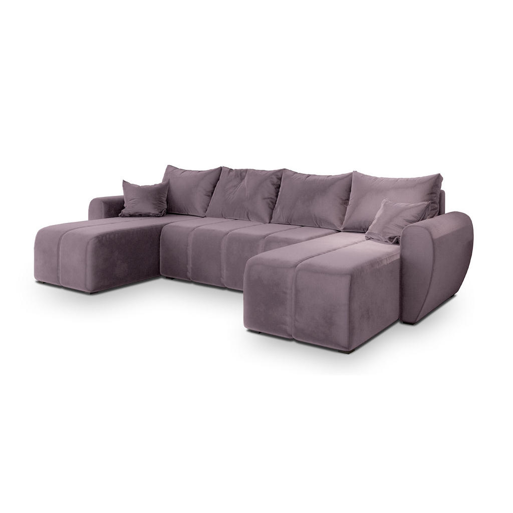 Masseno Wohnlandschaft, Rosa, Holz, 4-Sitzer, U-Form, 311x82x145 cm, Wohnzimmer, Sofas & Couches, Wohnlandschaften, Wohnlandschaften in U-Form von MASSENO
