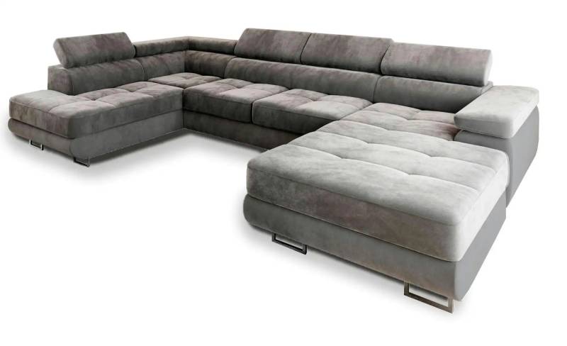 MASSENO Wohnlandschaft mit Schlaffunktion Casone ¦ grau ¦ Maße (cm): B: 345 H: 90 Polstermöbel > Sofas > Schlafsofas - Möbel Kraft