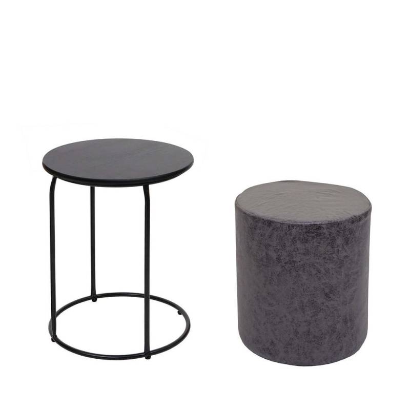 MCW SITZHOCKER/BEISTELLTISCH Schwarz