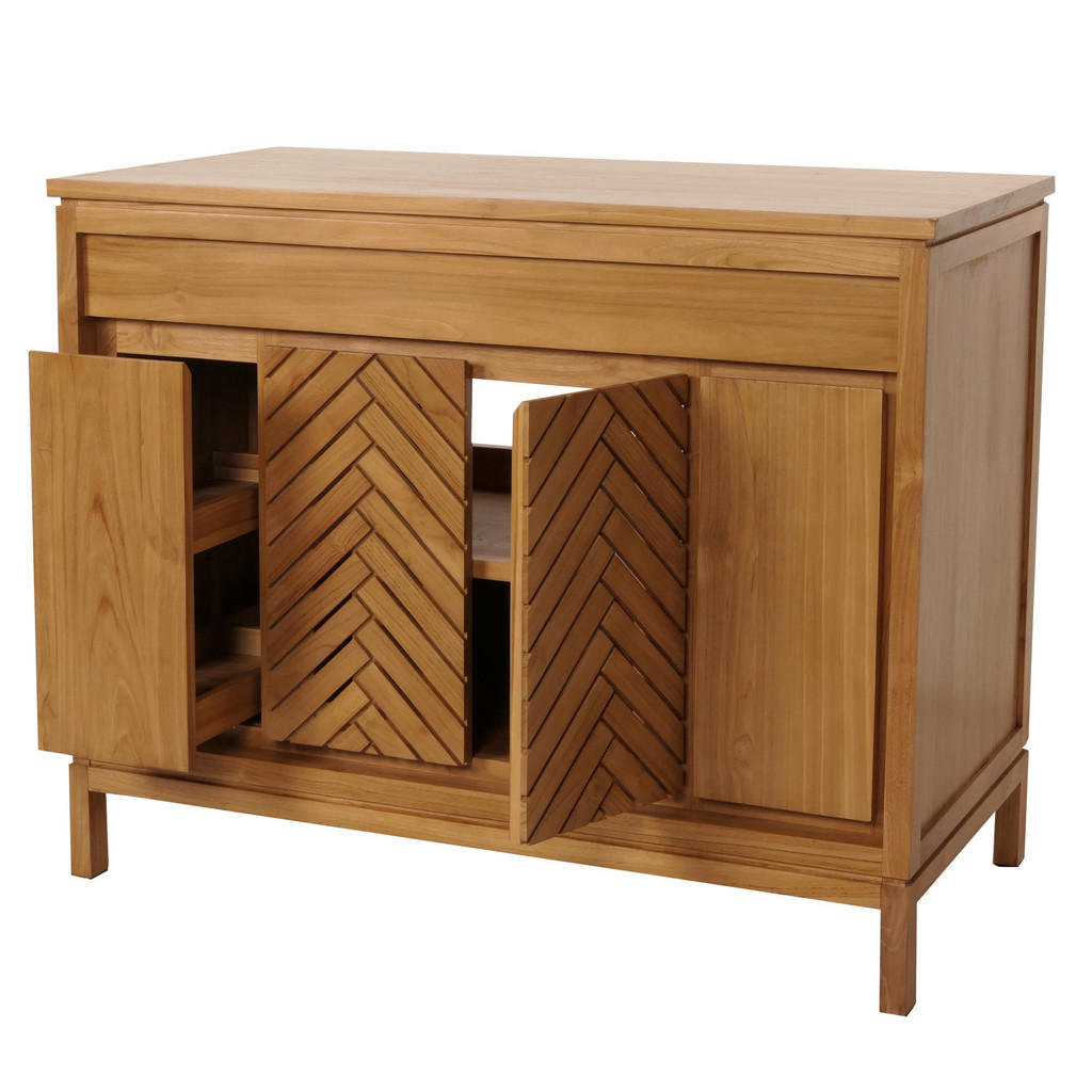 MCW TEAK-WASCHBECKENUNTERSCHRANK Braun