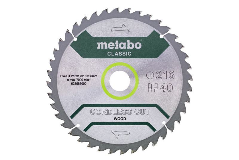 METABO Sägeblatt "cordless cut wood - classic", 216x1,8/1,2x30 Z40 WZ 5° (628065000) von Metabo Zubehör