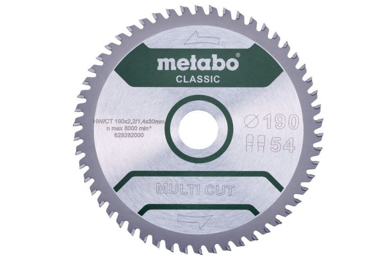 METABO Sägeblatt "multi cut - classic", 190x2,2/1,4x30 Z54 FZ/TZ 5° /B (628663000) von Metabo Zubehör
