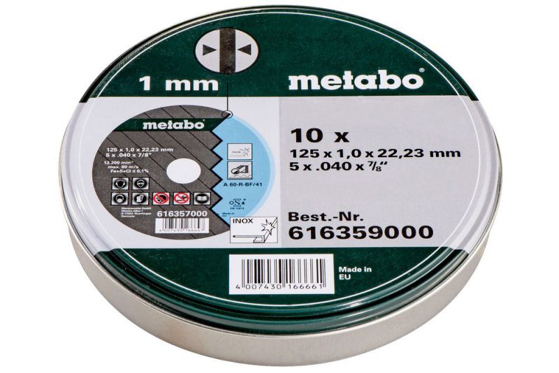 METABO Satz=10xTrennscheiben SP 125x1,0x22,23 Inox, TF 41 (616359000) von Metabo Zubehör