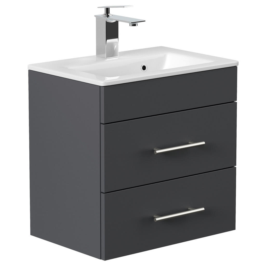 Mid.you Waschtischkombi, Graphit, Metall, 2 Schublade(n) Schubladen, 50 cm, hängend, Badezimmer, Badmöbelsets & Badmöbelserien von MID.YOU