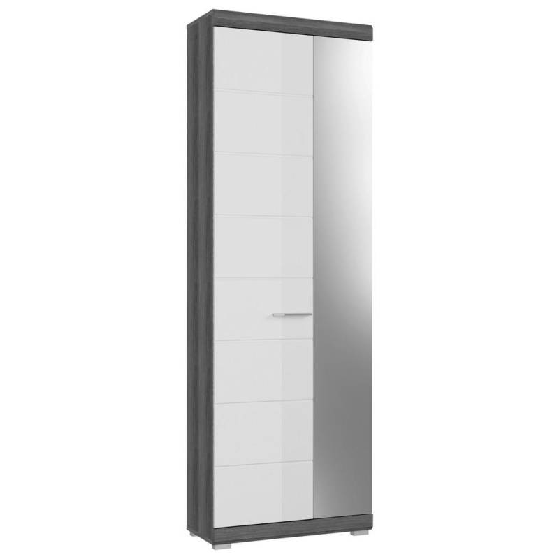 MID.YOU GARDEROBENSCHRANK Silber, Dunkelgrau, Weiß Hochglanz