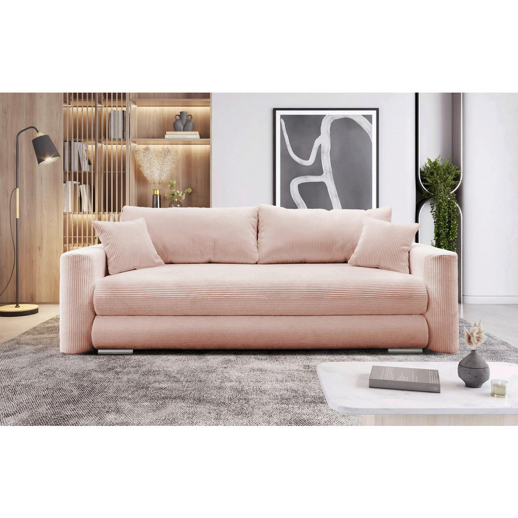 Mid.you Schlafsofa, Rosa, Textil, 232x88x105 cm, Liegefunktion, Wohnzimmer, Sofas & Couches, Schlafsofas, Schlafsofas mit Bettkasten von MID.YOU