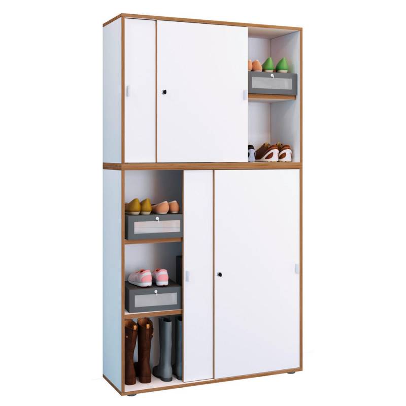 MID.YOU SCHUHSCHRANK Weiß, Honigeiche