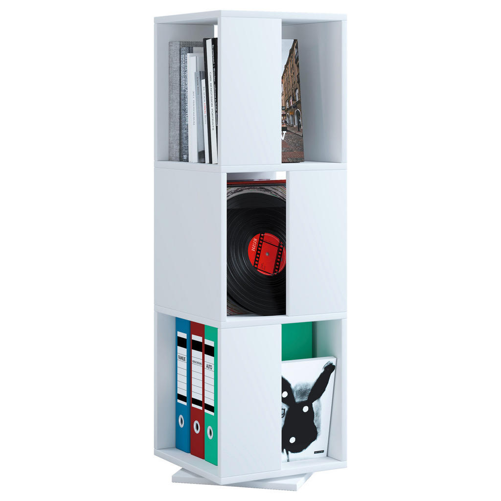 Mid.you Drehregal, Weiß, Holzwerkstoff, 34x109x34 cm, Wohnzimmer, Regale, Bücherregale von MID.YOU